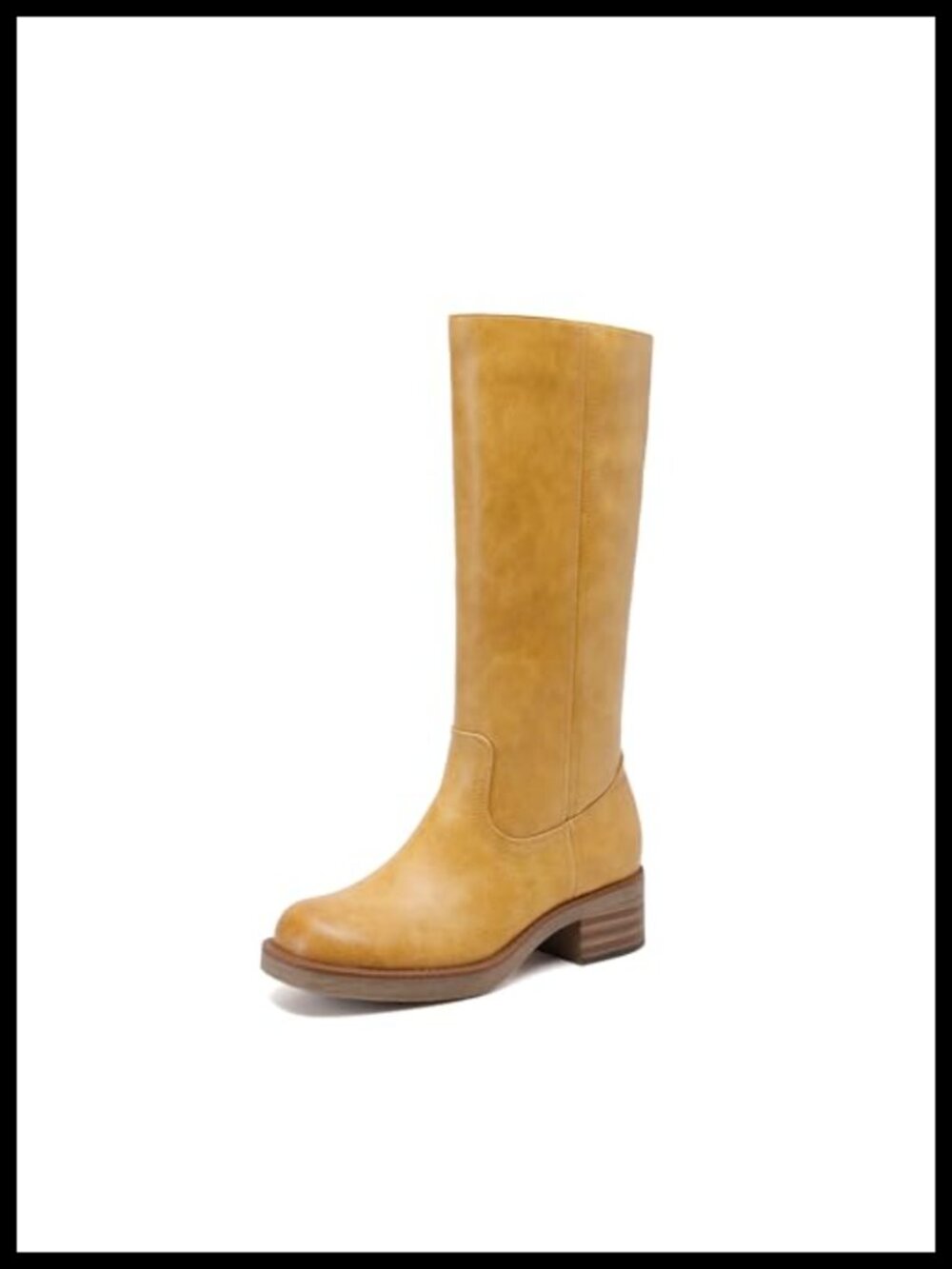 Faux Leather Square Toe Platform Knee High Riding Boots